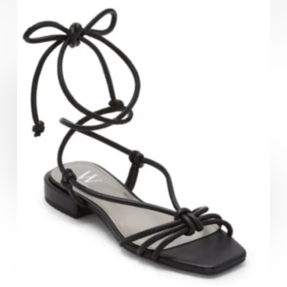 NEW worthington Diana Black lace-up strappy sandals flats size 6